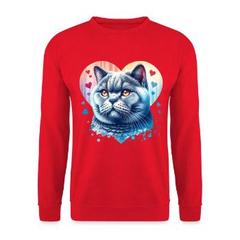 Britisch Kurzhaar Katze - Unisex Pullover - Rot - Vorne - Alina (178cm) & Michal (187cm)