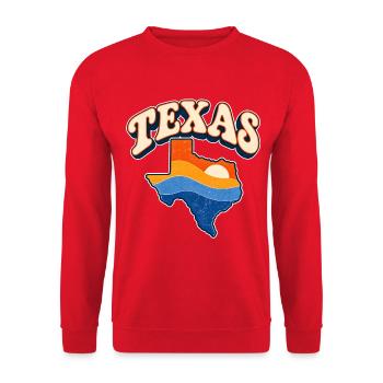 Texas Retro Sonnenuntergang - Unisex Pullover - Rot - Vorne - Alina (178cm) & Michal (187cm)
