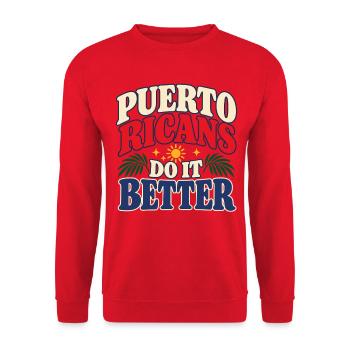 Puerto Rico Farben Rot Blau Weiß - Unisex Pullover - Rot - Vorne - Alina (178cm) & Michal (187cm)