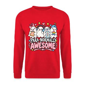 Para-Normally Awesome Geistercrew - Unisex Pullover - Rot - Vorne - Alina (178cm) & Michal (187cm)