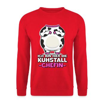 Kuhstall Chefin Landwirtin Kuhbauer Landwirtschaft - Unisex Pullover - Rot - Vorne - Alina (178cm) & Michal (187cm)