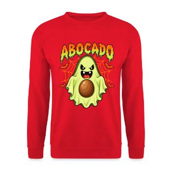 Aboocado Funny Ghost Avocado Halloween Pun - Unisex Pullover - Rot - Vorne - Alina (178cm) & Michal (187cm)