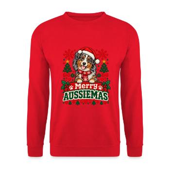 Australian Shepherd - Weihnachten - Unisex Pullover - Rot - Vorne - Alina (178cm) & Michal (187cm)