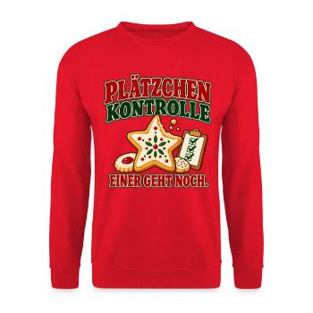 Plätzchenkontrolle Einer geht noch - Unisex Pullover - Rot - Vorne - Alina (178cm) & Michal (187cm)