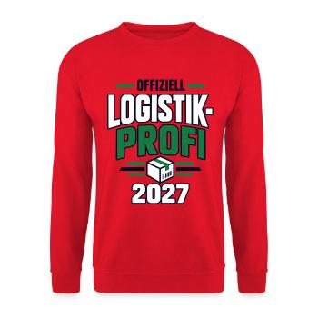 Offiziell Logistik-Profi 2027 – Abschluss - Unisex Pullover - Rot - Vorne - Alina (178cm) & Michal (187cm)