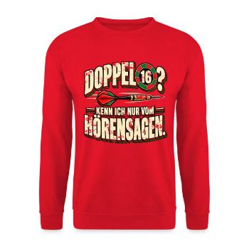 Doppel 16? Kenn ich nur vom Hörensagen - Darts - Unisex Pullover - Rot - Vorne - Alina (178cm) & Michal (187cm)