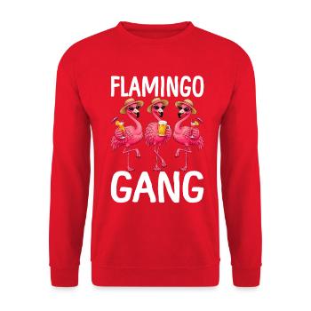 Flamingo Gang Party Gruppe Saufen Freunde - Unisex Pullover - Rot - Vorne - Alina (178cm) & Michal (187cm)