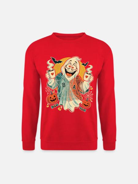 Halloween Geist Paar mit Kaffee - Unisex Pullover - Rot