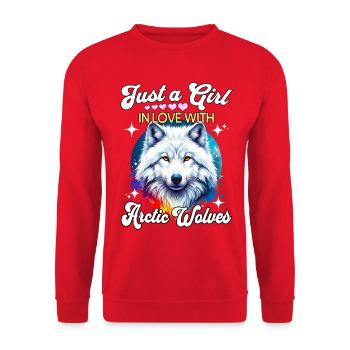 Polarwolf Mädchen Arctic Wolf - Unisex Pullover - Rot - Vorne - Alina (178cm) & Michal (187cm)