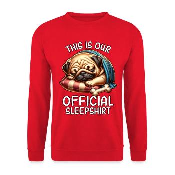 Lustiges Mops Schlafshirt - Unisex Pullover - Rot - Vorne - Alina (178cm) & Michal (187cm)