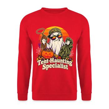Halloween Camping-Geist Tent-Haunting Specialist - Unisex Pullover - Rot - Vorne - Alina (178cm) & Michal (187cm)