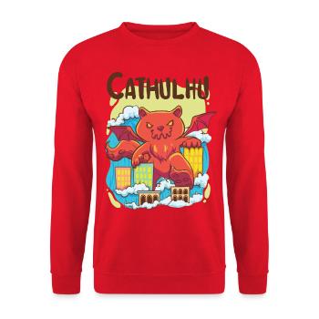 Cathulhu - Unisex Sweatshirt - red - Front - Alina (178cm) & Michal (187cm)