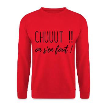 Chut on s en fout ! - Sweat-shirt Unisexe - rouge - Devant - Alina (178cm) & Michal (187cm)