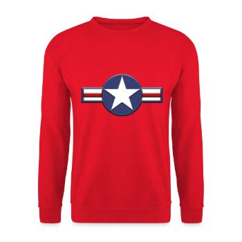 US ARMY AVIATION SYMBOL Relief - Unisex Pullover - Rot - Vorne - Alina (178cm) & Michal (187cm)