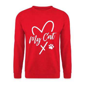 Mein Katzenherz - Unisex Pullover - Rot - Vorne - Alina (178cm) & Michal (187cm)