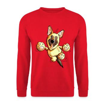 Funny German Shepherd - Unisex Sweatshirt - red - Front - Alina (178cm) & Michal (187cm)