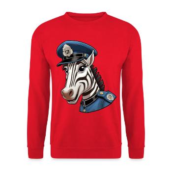 Polizei Zebra - Unisex Pullover - Rot - Vorne - Alina (178cm) & Michal (187cm)