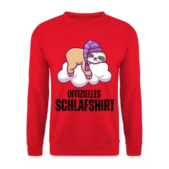 Schlafendes Faultier auf Wolke mit Mütze - Unisex Pullover - Rot - Vorne - Alina (178cm) & Michal (187cm)