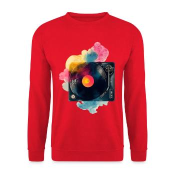 Design de platine vinyle en vinyle à splash couleur - Sweat-shirt Unisexe - rouge - Devant - Alina (178cm) & Michal (187cm)