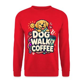 DOG WALK COFFEE Hund - Unisex Sweatshirt - red - Front - Alina (178cm) & Michal (187cm)
