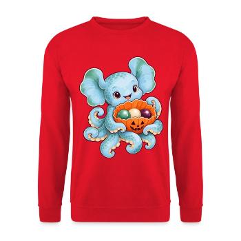 Dumbo-Oktopus mit Kürbismuschel - Unisex Pullover - Rot - Vorne - Alina (178cm) & Michal (187cm)
