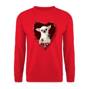 Mom my mom loves valentine chihuahuas - Unisex Sweatshirt - red - Front - Alina (178cm) & Michal (187cm)