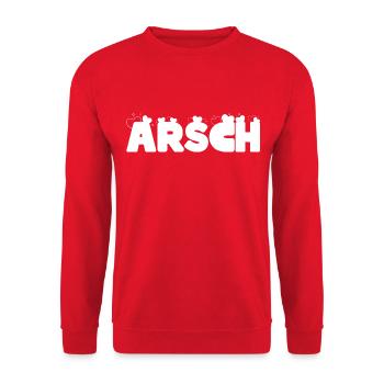 Partnerlook Pärchen - [ARSCH] Partner Outfit 2022 - Unisex Pullover - Rot - Vorne - Alina (178cm) & Michal (187cm)