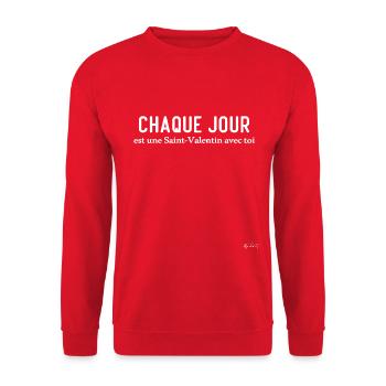 Chaque Jour Est Une Saint Valentin Avec Toi - Sweat-shirt Unisexe - rouge - Devant - Alina (178cm) & Michal (187cm)