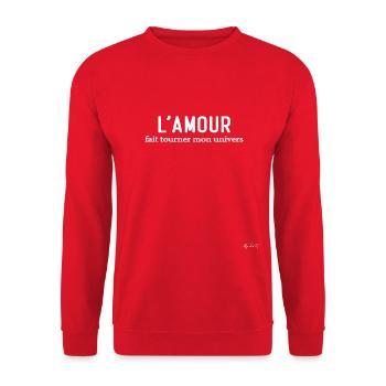 L'amour Fait Tourner Mon Univers | Message Amour - Sweat-shirt Unisexe - rouge - Devant - Alina (178cm) & Michal (187cm)
