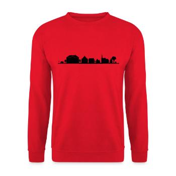 Dein Dorf - Deine Skyline - Unisex Pullover - Rot - Vorne - Alina (178cm) & Michal (187cm)