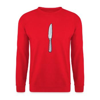 Küchenmesser Linienkunst - Unisex Pullover - Rot - Vorne - Alina (178cm) & Michal (187cm)