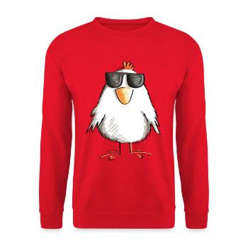 Chicken with cool sunglasses - rooster - goose - Unisex Sweatshirt - red - Front - Alina (178cm) & Michal (187cm)