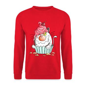 Chat et Muffin - Sweat-shirt Unisexe - rouge - Devant - Alina (178cm) & Michal (187cm)