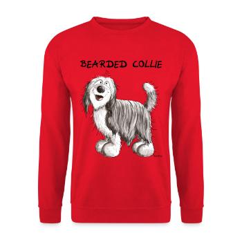 Mignon Bearded Collie - Sweat-shirt Unisexe - rouge - Devant - Alina (178cm) & Michal (187cm)