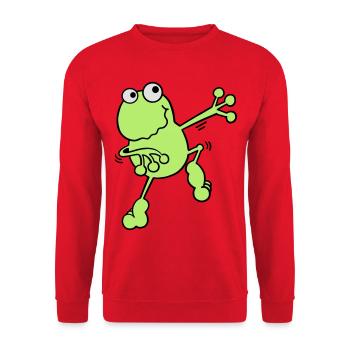 Tanzender Frosch - Unisex Pullover - Rot - Vorne - Alina (178cm) & Michal (187cm)