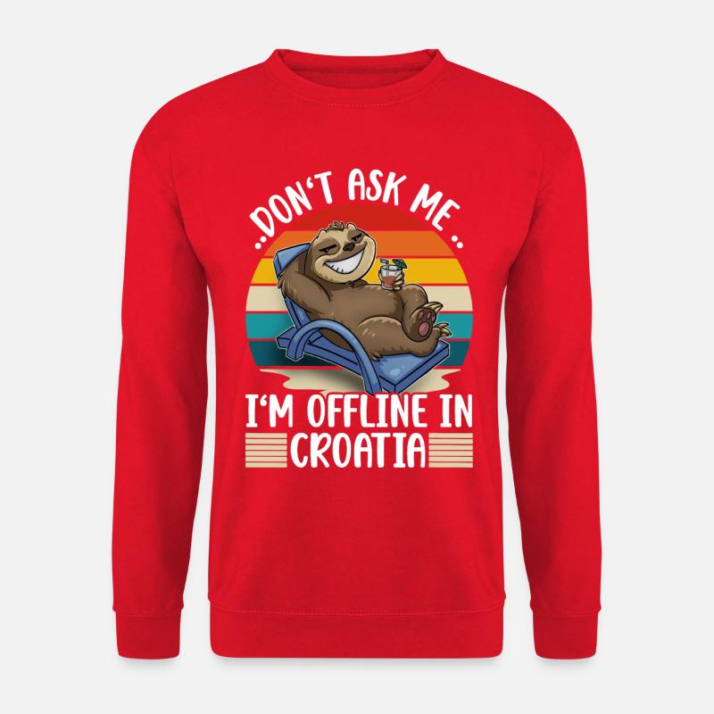 Kroatien Urlaub Reise Faultier - Unisex Pullover - Rot