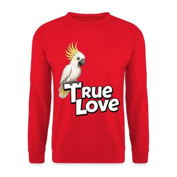 Kakadu Liebe - Unisex Pullover - Rot - Vorne - Alina (178cm) & Michal (187cm)
