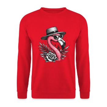 FLAMINGO RETRO HAT EYEGLASSES ROSE PLANT BOY MAN - Unisex Sweatshirt - red - Front - Alina (178cm) & Michal (187cm)