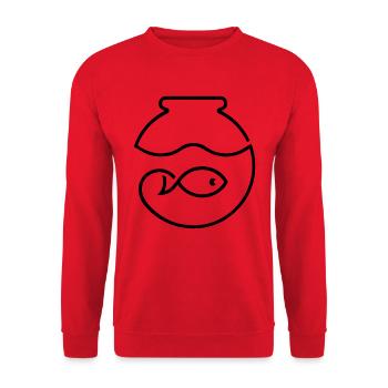 FISCHGLAS KUGEL AQUARIUM FISCH BECKEN BEHÄLTER - Unisex Pullover - Rot - Vorne - Alina (178cm) & Michal (187cm)