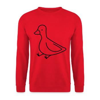 ENTE ENTLEIN KÜKEN GANS VOGEL TIER FLUG FEDER JUNG - Unisex Pullover - Rot - Vorne - Alina (178cm) & Michal (187cm)