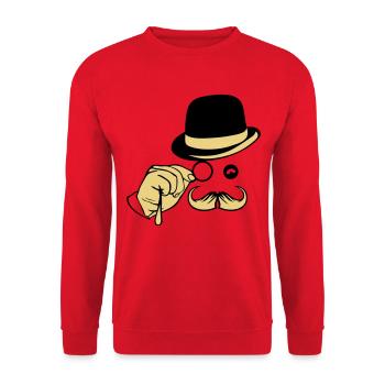 smile hat monocle mustache bowler - Unisex Sweatshirt - red - Front - Alina (178cm) & Michal (187cm)