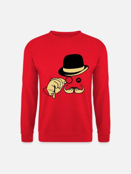 smile hat monocle mustache bowler - Unisex Sweatshirt - red