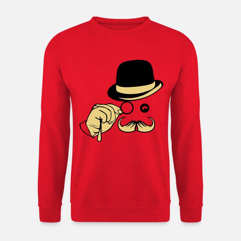 smile hat monocle mustache bowler - Unisex Sweatshirt - red