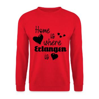 Zuhause in Erlangen - Home is where Erlangen is - Unisex Pullover - Rot - Vorne - Alina (178cm) & Michal (187cm)