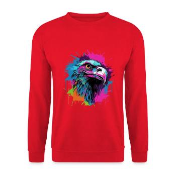 Graffity Adler Kopf Motiv - Unisex Pullover - Rot - Vorne - Alina (178cm) & Michal (187cm)