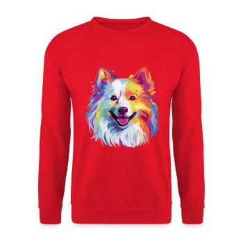 Graffity American Eskimo Hund Motiv - Unisex Pullover - Rot - Vorne - Alina (178cm) & Michal (187cm)