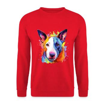 Bull Terrier Hund Motiv - Unisex Pullover - Rot - Vorne - Alina (178cm) & Michal (187cm)