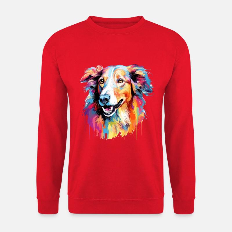 Borzoi Hund Motiv - Unisex Pullover - Rot