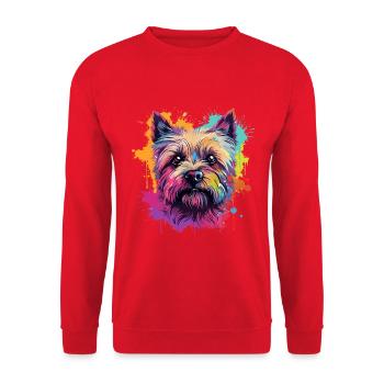 Cairn Terrier Hund Motiv - Unisex Pullover - Rot - Vorne - Alina (178cm) & Michal (187cm)