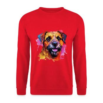 Border Terrier Hund Motiv - Unisex Pullover - Rot - Vorne - Alina (178cm) & Michal (187cm)